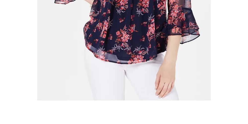 Charter Club Women's Floral Pintuck Top Pink Size XX-Large