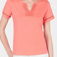 Charter Club Women's Split Neck Cotton Top Coral Size Small