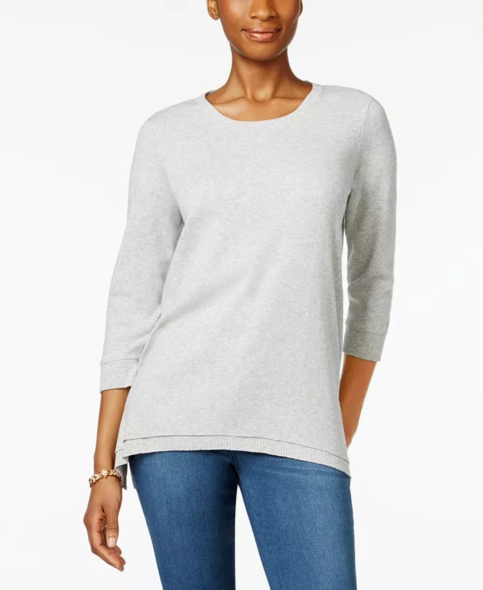 Style & Co Women's Layered-Hem Top Black Size Small