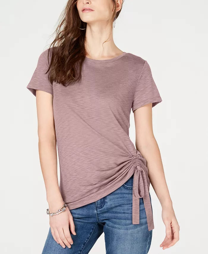 INC International Concepts Women's Petite Side-Ruched T-Shirt Yellow Size PXL