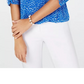 Alfani Women's Petite Printed Ruched-Sleeve Mesh Bubble Top Blue Size PS
