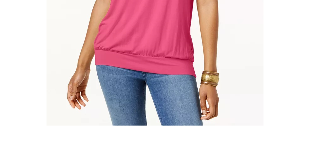 JM Collection Women's Blouson T-Shirt Yellow Size Large