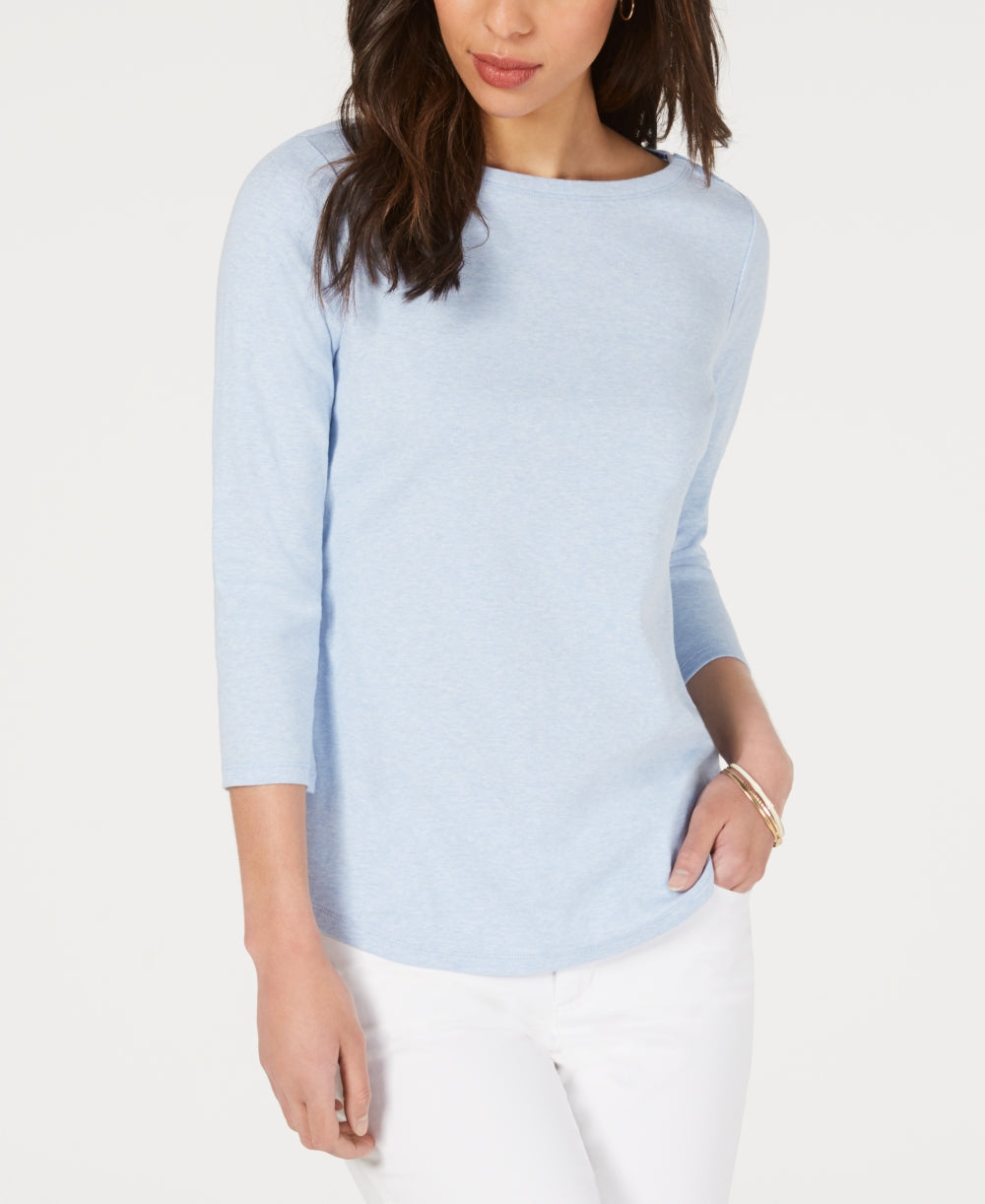 Charter Club Women's Boat-Neck Button-Shoulder Top Purple Size XX-Large