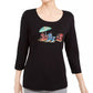Karen Scott Women's Embellished 3/4-Sleeve Top Black Size Small