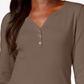 Karen Scott Women's Cotton Henley Top Chestnut Size Small