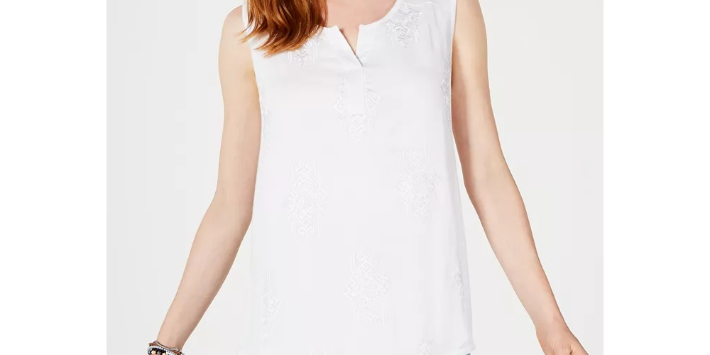 Style & Co Women's Sleeveless Jewel Neck Top Size X-Large Yellow Size X-Large