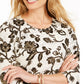 JM Collection Women's Embellished Jacquard Top Beige Size Large