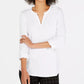 Charter Club Women's Supima Cotton Split-Neck Top Green Size XX-Large