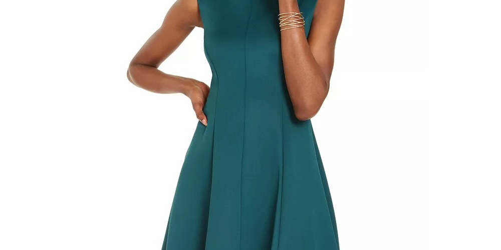 Donna Ricco Women’s Scuba Fit & Flare Dress Green Size 8