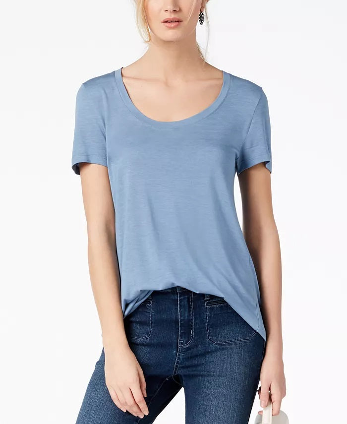 Maison Jules Women's Scoop-Neck T-Shirt  Green Size Small