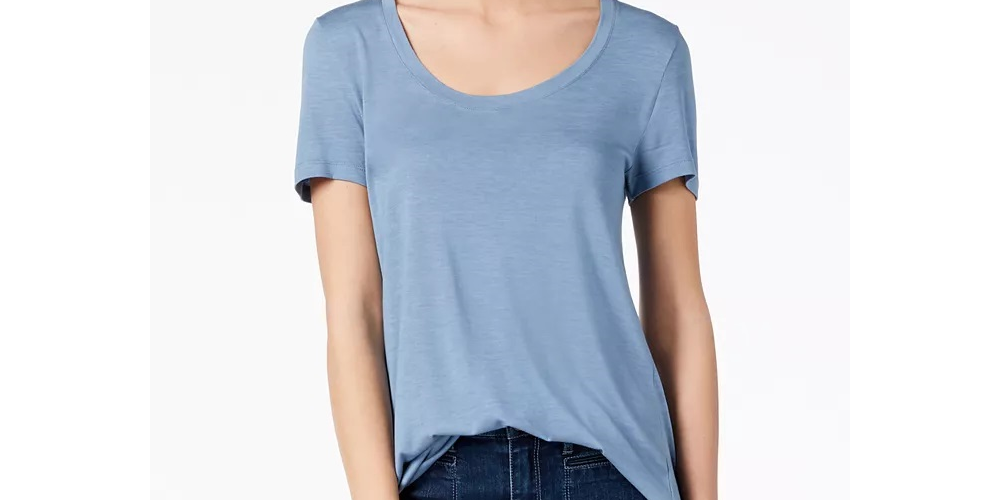 Maison Jules Women's Scoop-Neck T-Shirt  Green Size Small