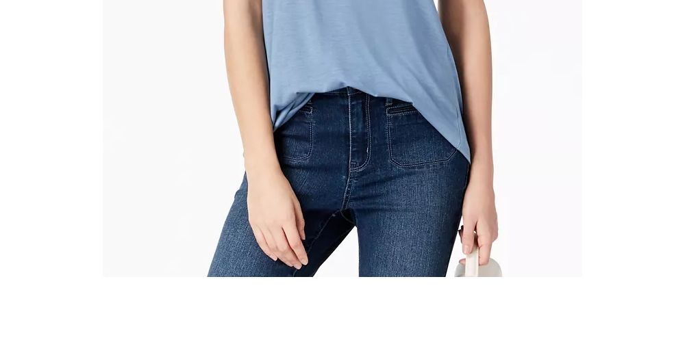 Maison Jules Women's Scoop-Neck T-Shirt  Green Size Small