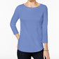 Charter Club Women's Petite Pima Cotton Button-Shoulder Top Blue Size -Petite L
