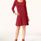Style & Co Women's Petites 3/4 Sleeves Scoop Neck Shirt Dress Black Size PP