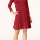 Style & Co Women's Petites 3/4 Sleeves Scoop Neck Shirt Dress Black Size PP