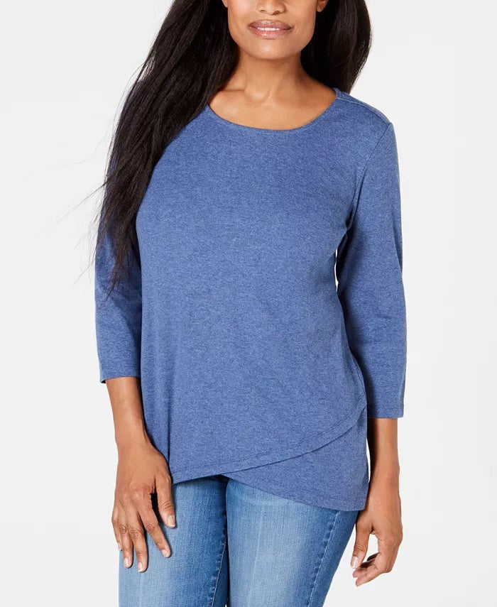 Karen Scott Women's Tulip-Hem Top Grey Size Medium