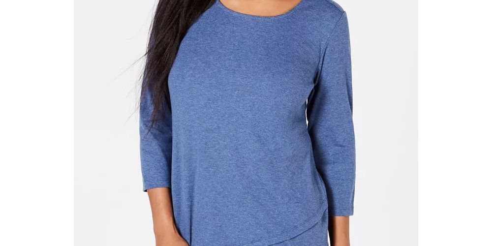 Karen Scott Women's Tulip-Hem Top Grey Size Medium