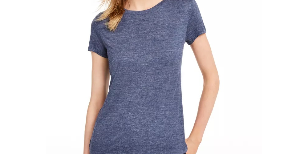 Maison Jules Women's Tie-Back Solid T-Shirt Pink Size Small