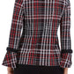 Charter Club Women's Embellished Plaid Bell Sleeve Jewel Neck Top Black Size Petite Small