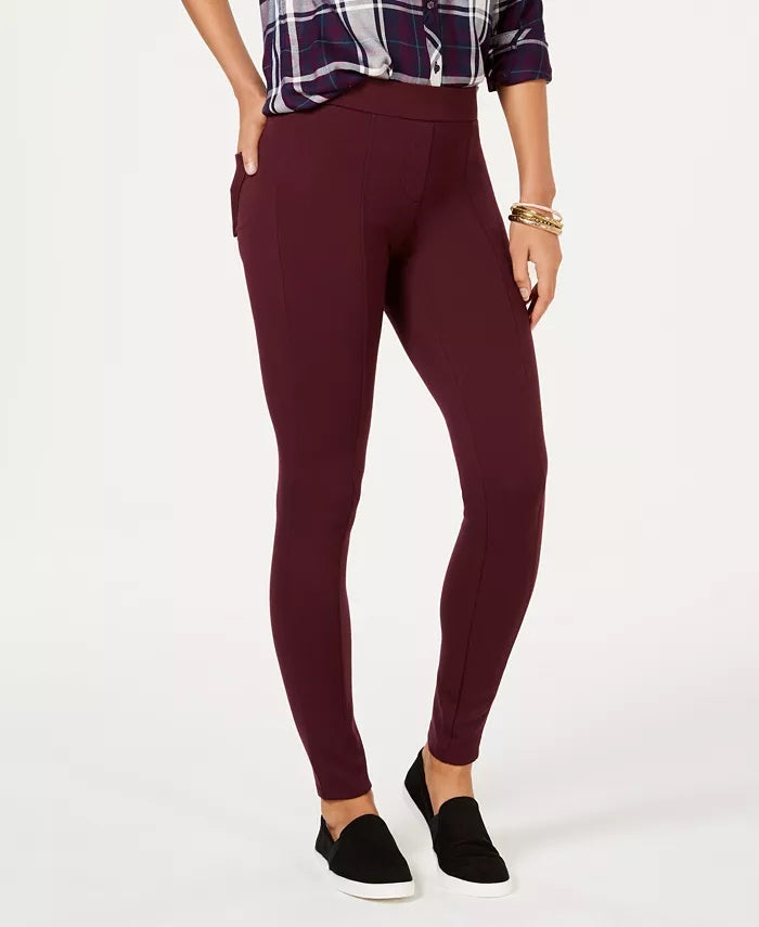 Style & Co Women's Seamed Ponte Knit Skinny Pants Berry Jam Size PXL