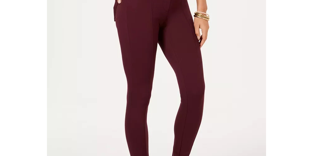 Style & Co Women's Seamed Ponte Knit Skinny Pants Berry Jam Size PXL