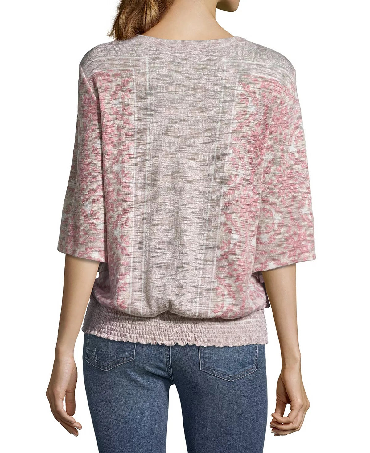 John Paul Richard Women's Printed Banded-Hem Top Pink Size Small