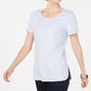 Karen Scott Women's Shirttail-Hem Short Sleeve Top White Size XX-Large