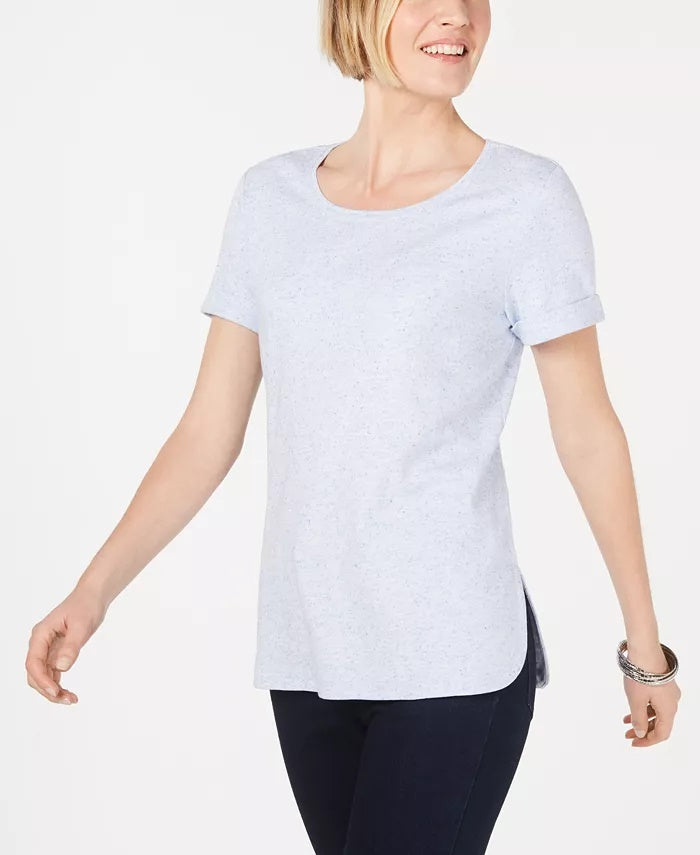 Karen Scott Women's Shirttail-Hem Short Sleeve Top White Size XX-Large