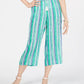 Charter Club Women's Striped Wide-Leg Capri Pants Green Size Large