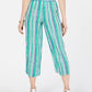 Charter Club Women's Striped Wide-Leg Capri Pants Green Size Large