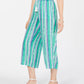Charter Club Women's Striped Wide-Leg Capri Pants Green Size Large