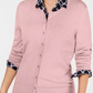 Charter Club Women's Crewneck Cardigan Pink  Size Petite Small
