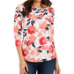 Charter Club Women's Cotton Printed Boatneck Top Red Size Petite S
