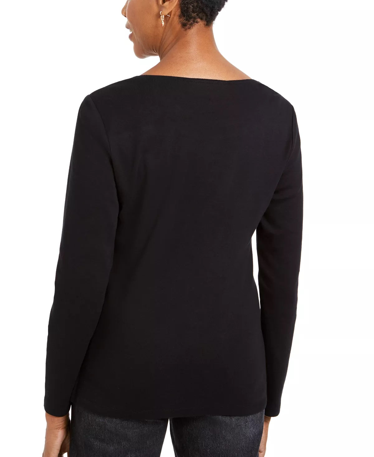 Karen Scott Women's Sequin Candy Cane Shirt Black Size X-Small