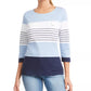 Karen Scott Women's Sport Colorblocked Button-Shoulder Top Blue Size Small