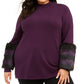 Alfani Women's Plus Size Mock-Neck Sweater With Faux-Fur Cuffs Purple Size 1X