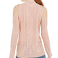 Ultra Flirt Juniors' Mixed-Knit Cold-Shoulder Sweater Pink Size Small