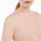 Ultra Flirt Juniors' Mixed-Knit Cold-Shoulder Sweater Pink Size Small