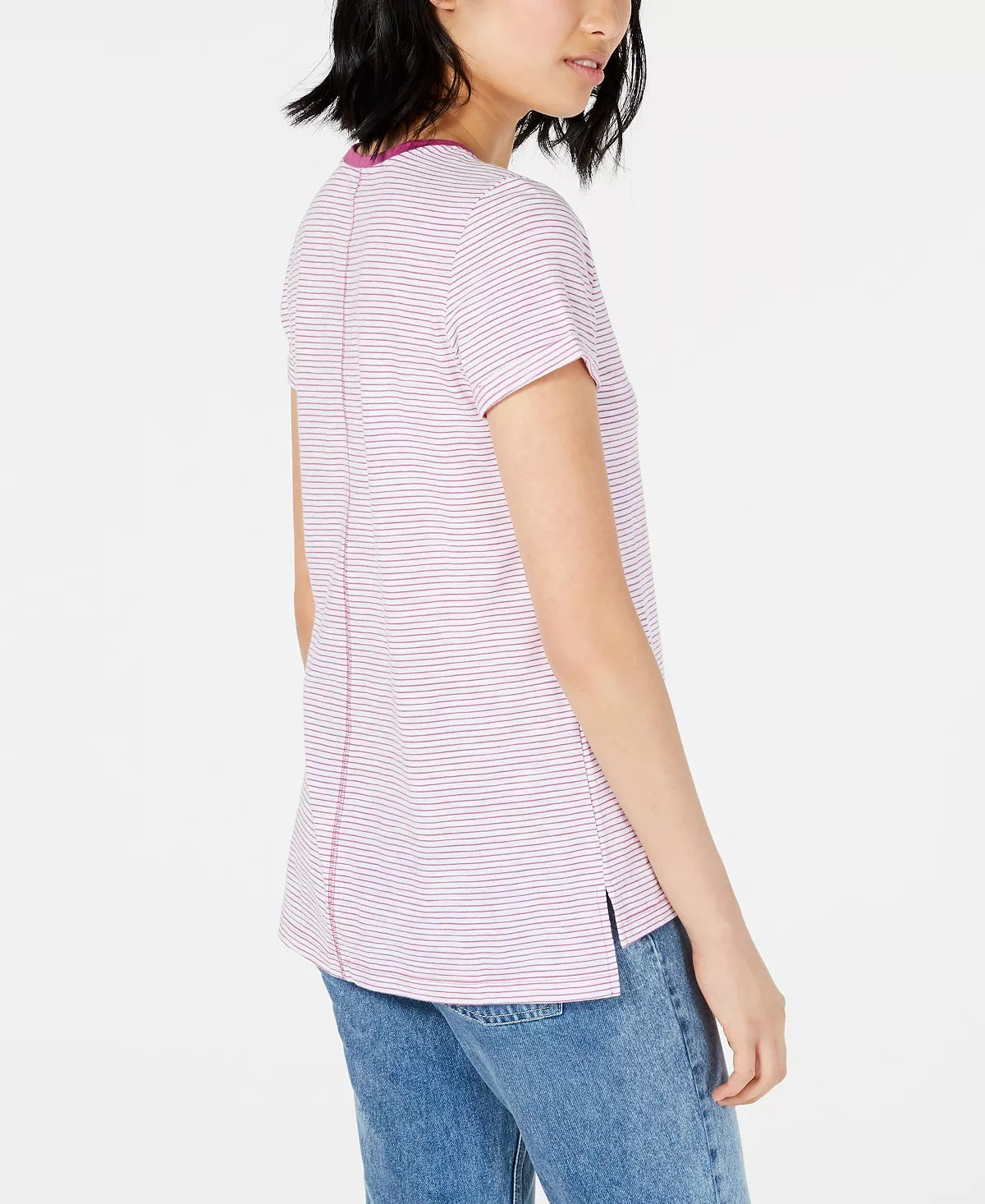 Maison Jules Women's Crewneck Ringer T-Shirt Purple Size XX-Large