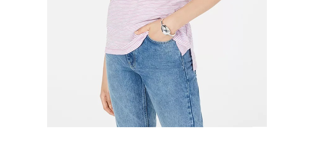 Maison Jules Women's Crewneck Ringer T-Shirt Purple Size XX-Large