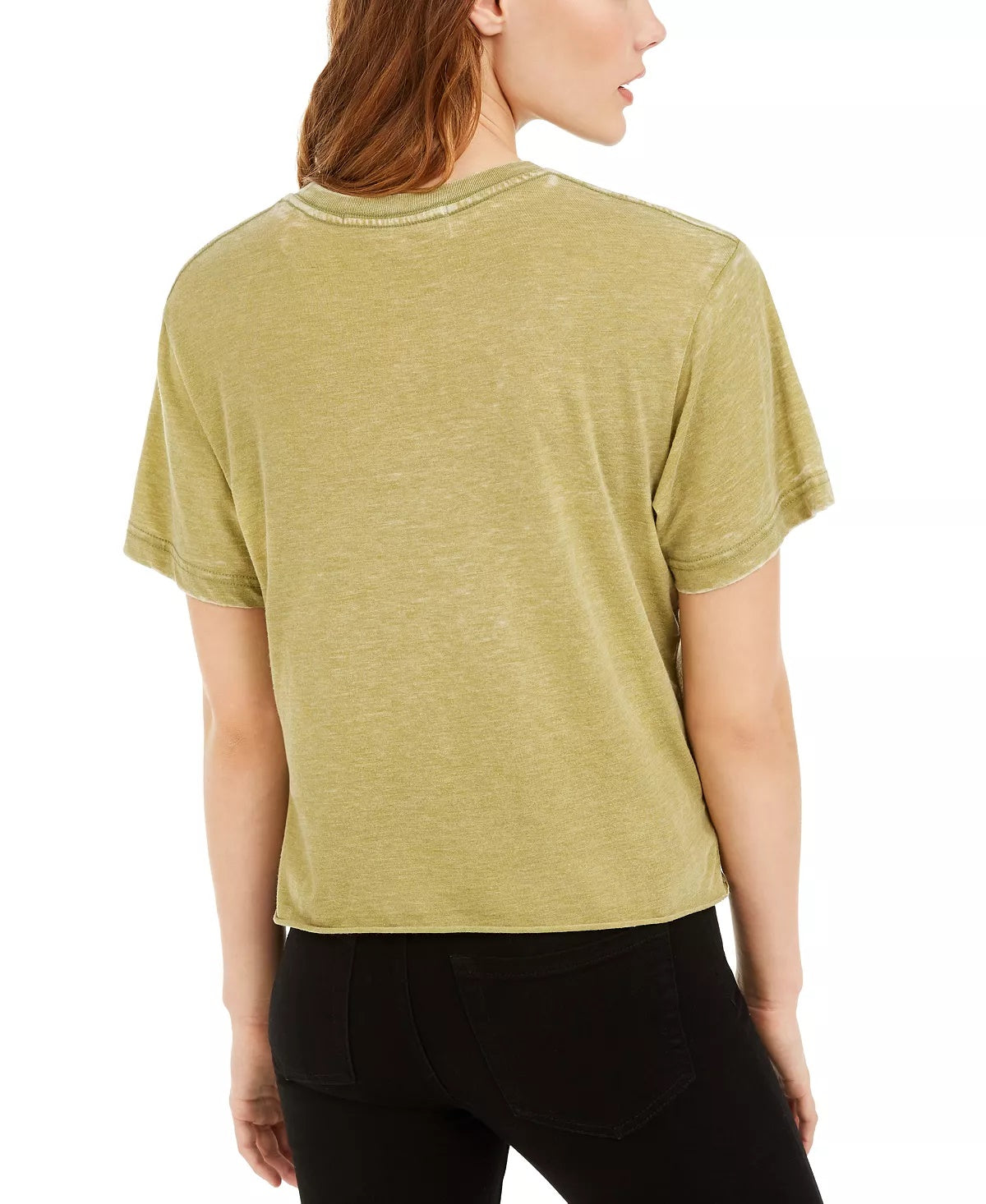 Rebellious One Juniors' Elephant Metallic Cropped Graphic T-Shirt Green Size Large