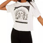 Rebellious One Juniors' Adventure Cropped Graphic T-Shirt White Size Large