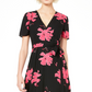 Alfani Women's Petite Printed Wrap Dress Black Size 10 Petite