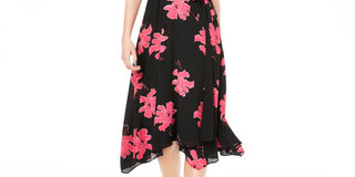 Alfani Women's Petite Printed Wrap Dress Black Size 10 Petite