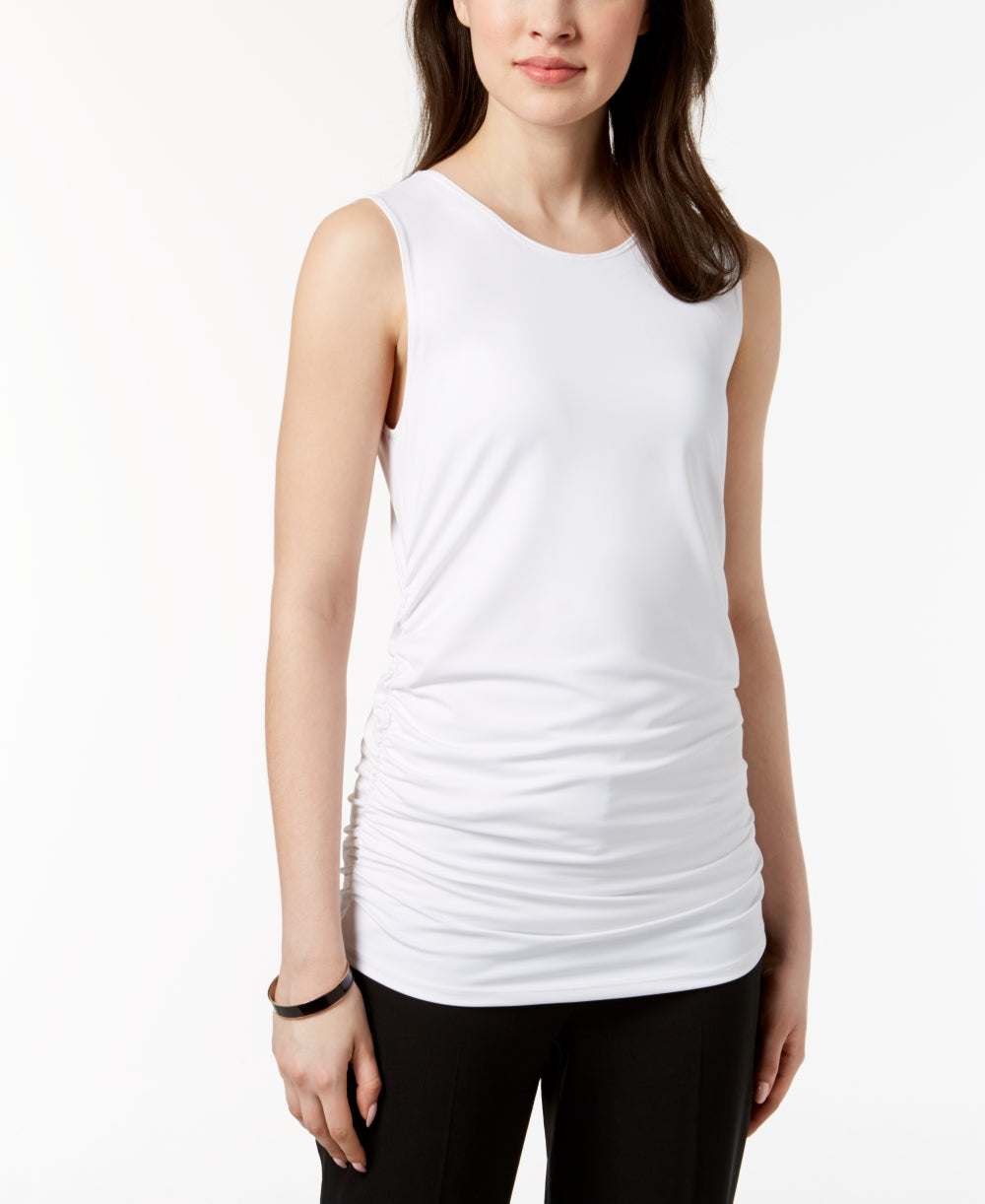 Alfani Women's Petite Ruched Tank Top White Size PXL