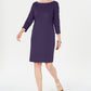 Karen Scott Women's Petite Boat-Neck Studded Dress Purple Size Petite Small