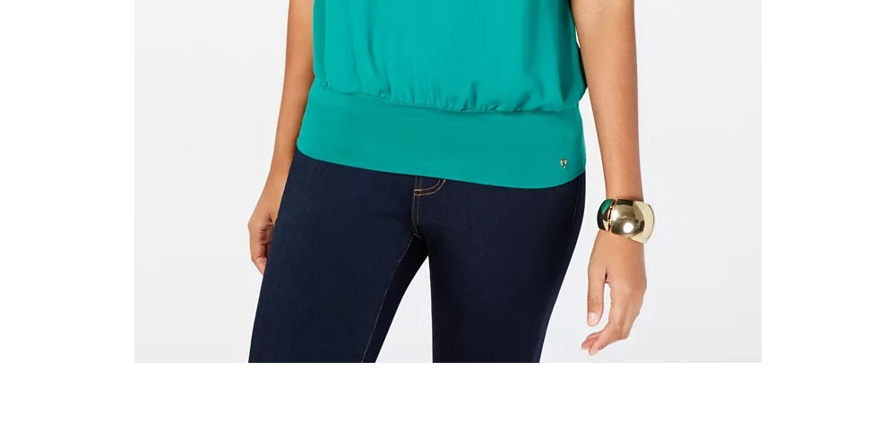 Thalia Sodi Women's Pintuck-Pleated Top Green Size X-Large