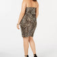B. Darlin Women's Plus Animal Print Strapless Party Dress Beige Size 20