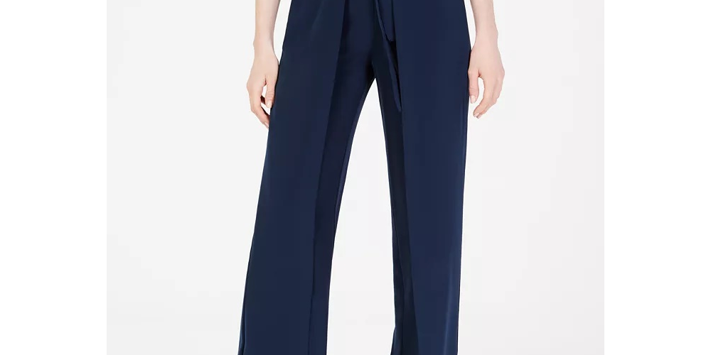 Bar III Women's Wide-Leg Tie-Front Pants Purple Size X-Small