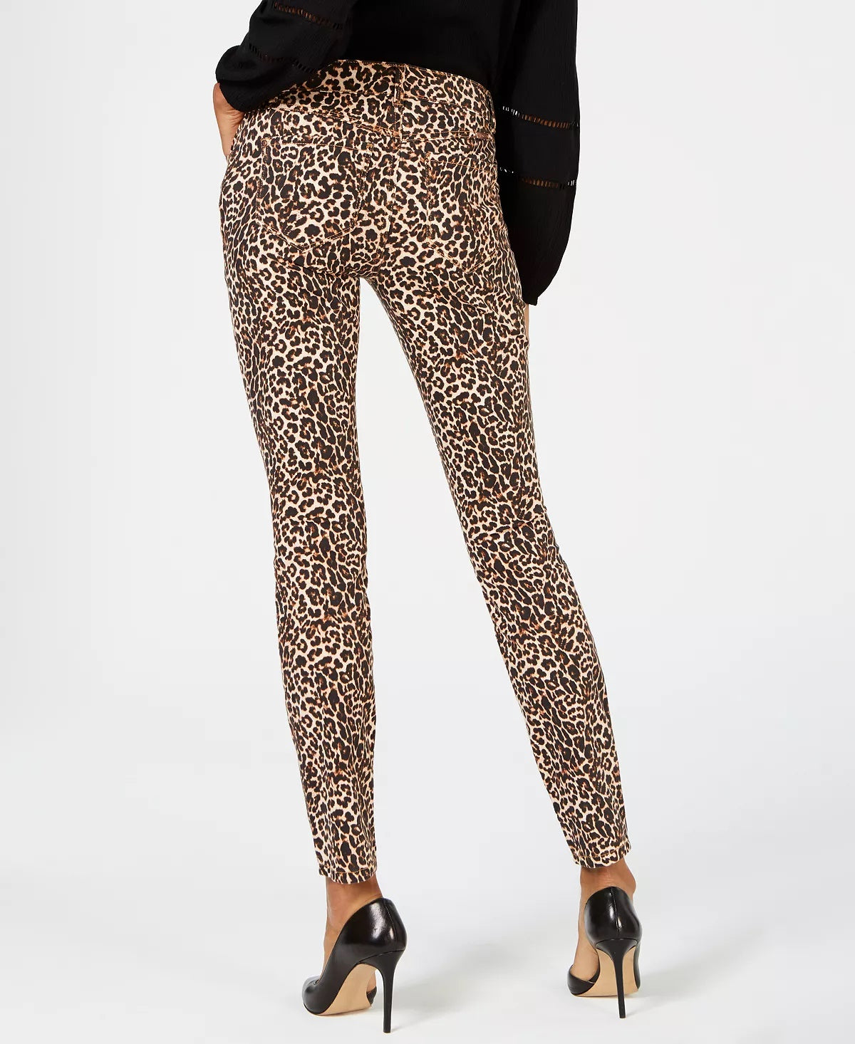 INC International Concepts Women's Leopard-Print Skinny Jeans Brown Size 12 Petite